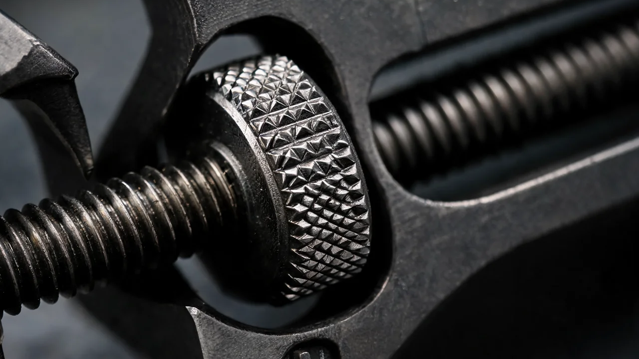 The knurled thumb wheel and screw-drive jaw