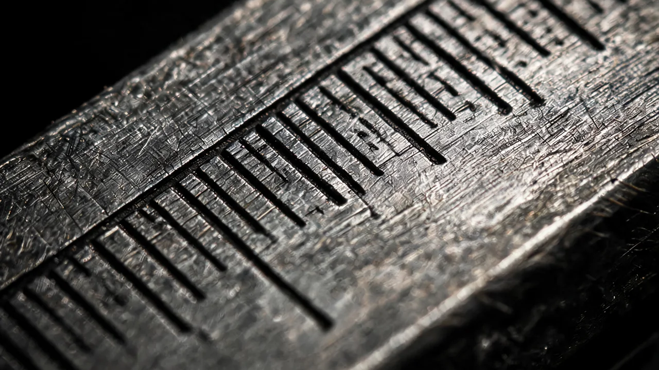 Millimeter graduations etched along the lead screw